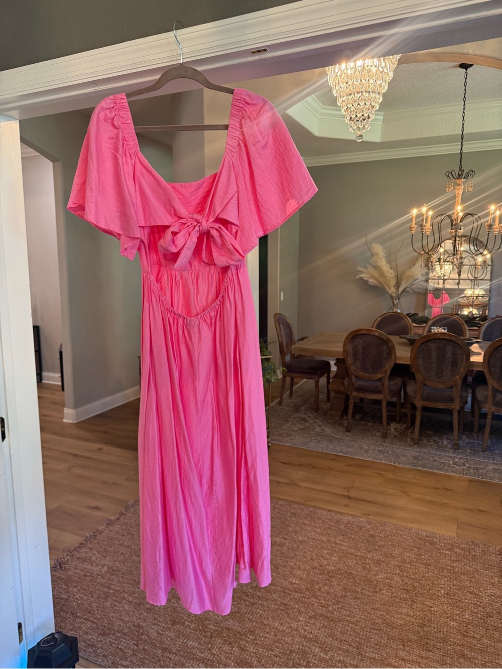 Target A New Day Pink Flutter Sleeve Maxi Dress